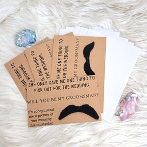 Groomsman Funny Invitation Faux Moustache Cards
